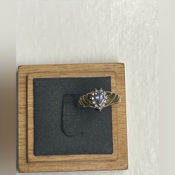 14K Solid Yellow Gold 1.40Ctw Tanzanite & Diamond Ring Size 9 - Picture 9 of 10